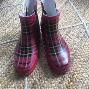 Plaid rain boots